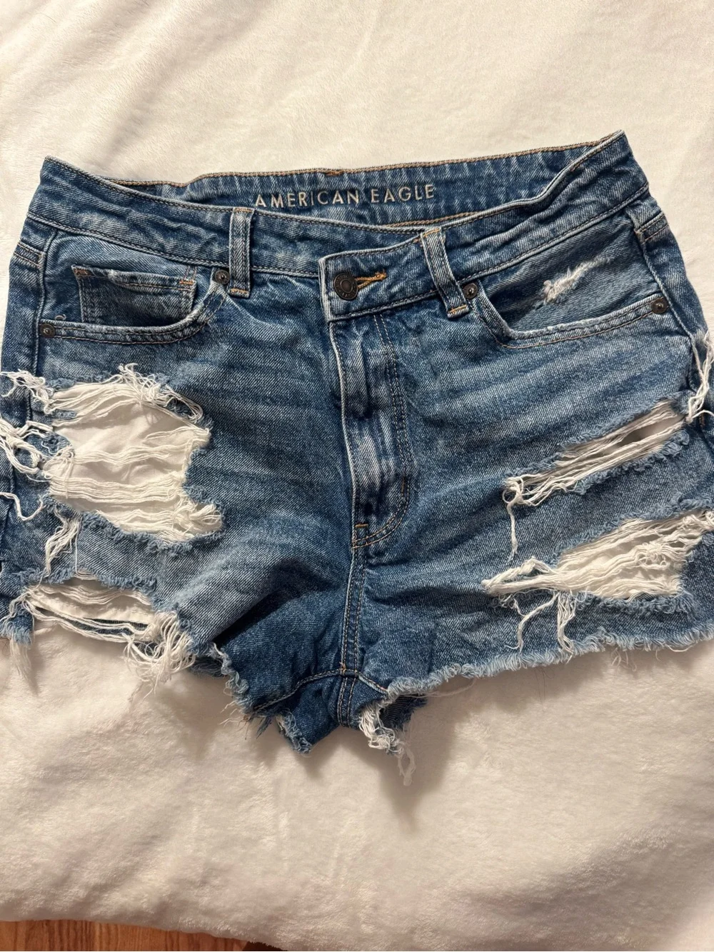 American Eagle Outfitters Ripped Light Blue Denim Cutoff Shorts